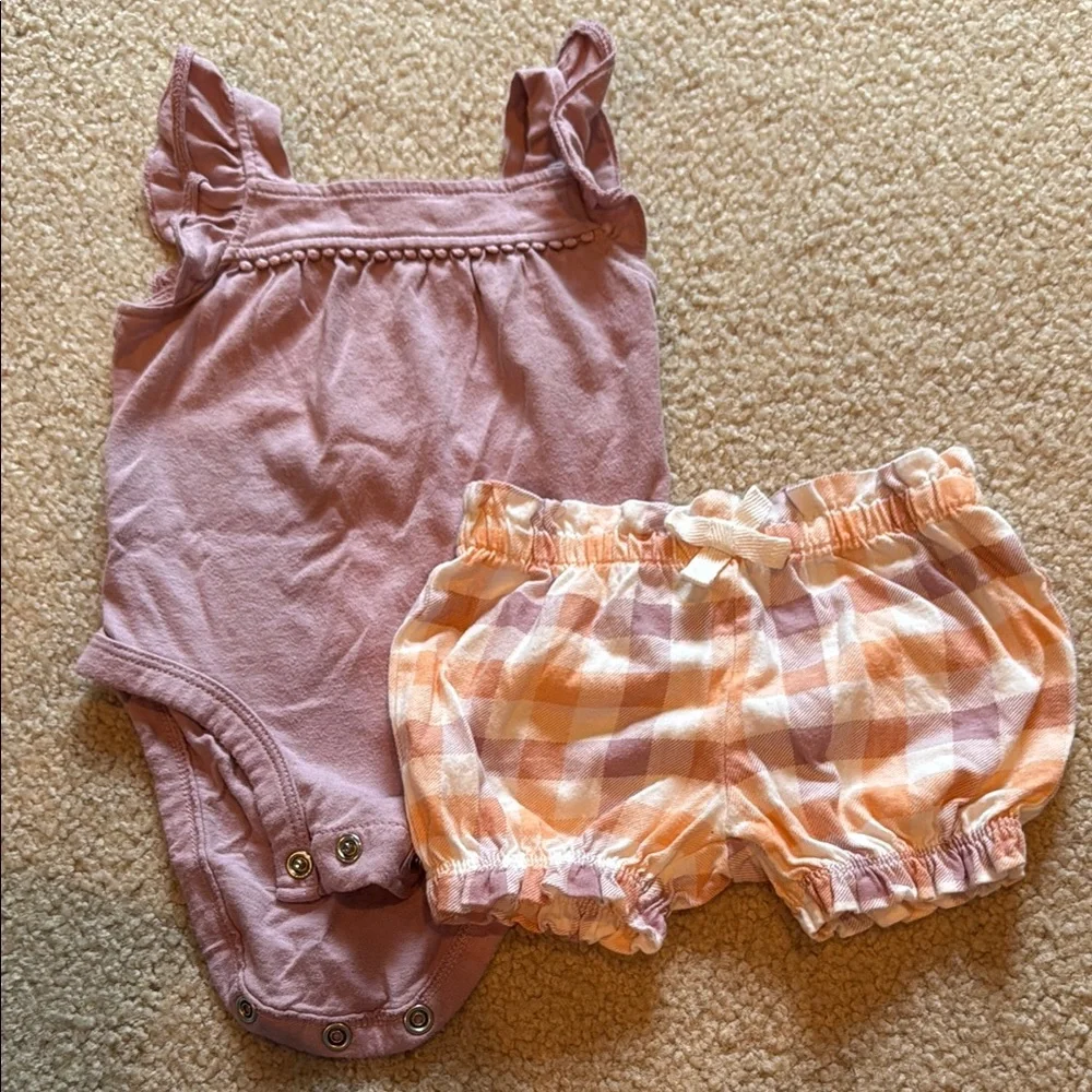 Carters 3 month Purple and Orange Kids Romper Set